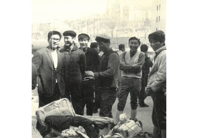 1967년 제1회 전국등산대회 참가한 한국외국어대학산악부. 왼쪽부터 이헌, 서정철, 마명덕, 변형진, 임창서, 정택주..jpg