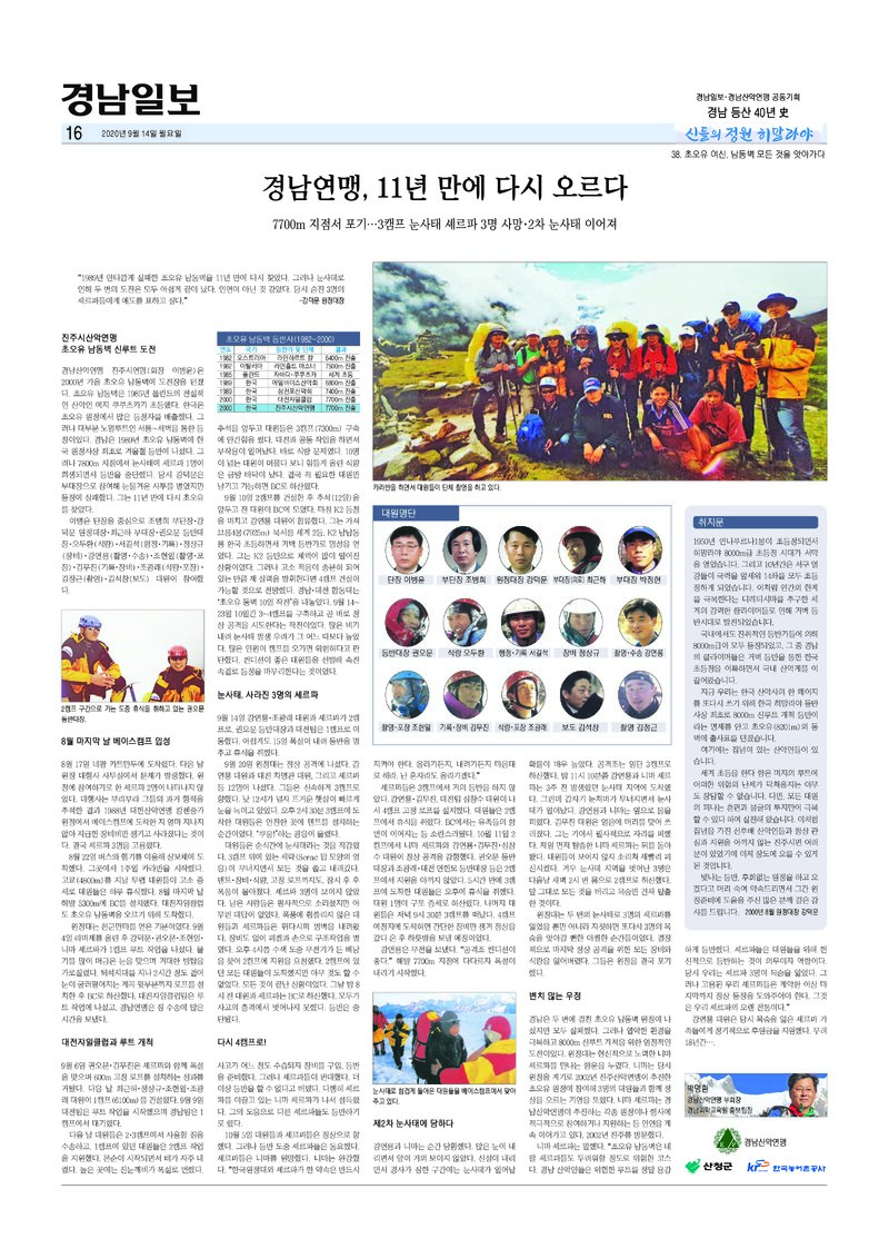 경남 등산 40년사 38_초오유 남동벽_박명환_경남일보_2020