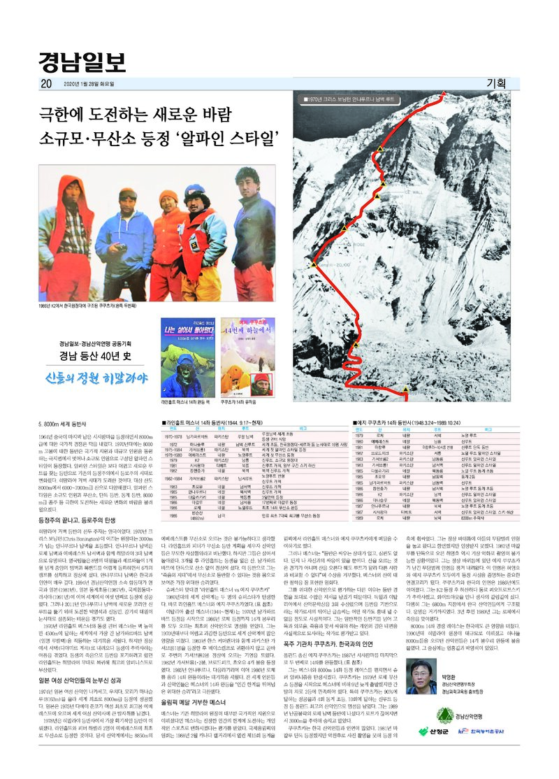 경남 등산 40년사 5_8000m 세계등반사_박명환_경남일보_2020