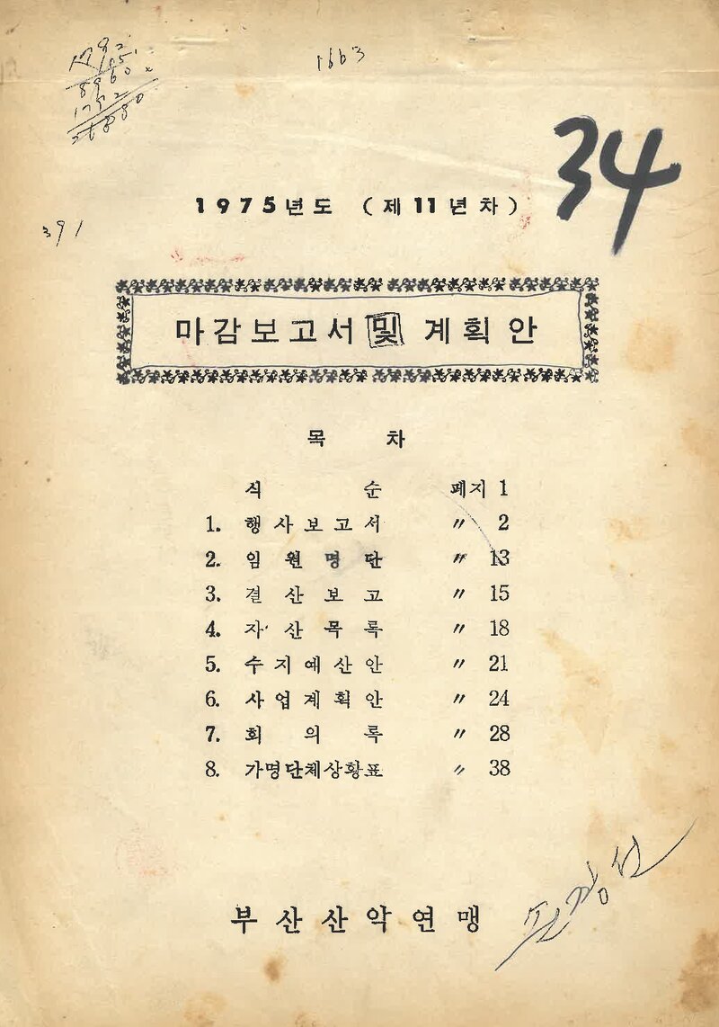 부산산악연맹_1975년도 년도말 보고서 및 계획안_1976