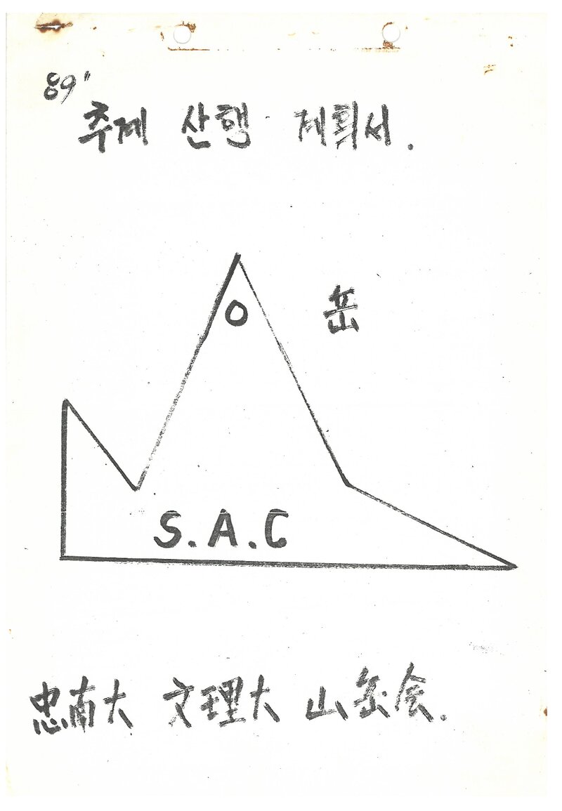 1989 충남대학교 문리과대학산악회 추계 인수봉 암벽 등반 계획서