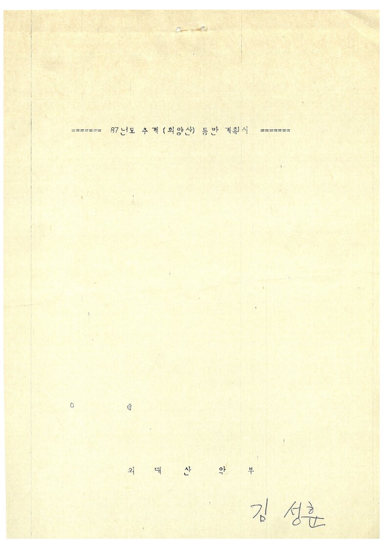 1987 한국외국어대학교산악부 추계 희양산 등반 계획서