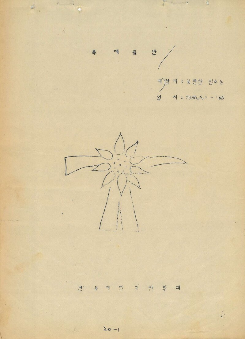 1986 전북대학교산악회 북한산 인수봉 훈련 등반 계획서