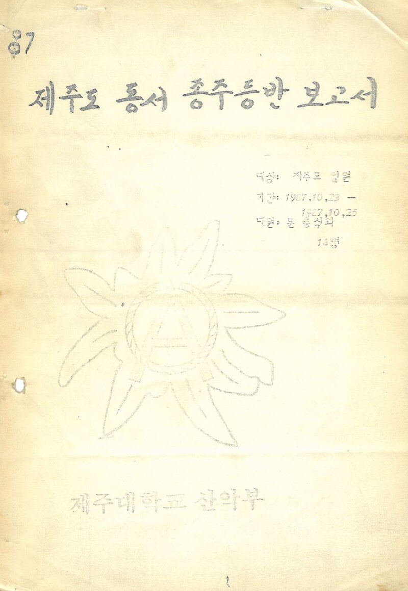 1987 제주대학교산악부 제주도 동서 종주 등반 보고서