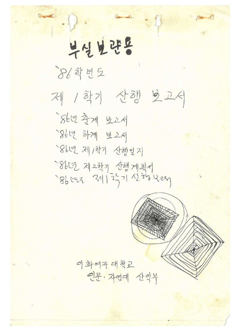 1986 이화여자대학교 인문자연대학산악부 제1학기 산행 보고서