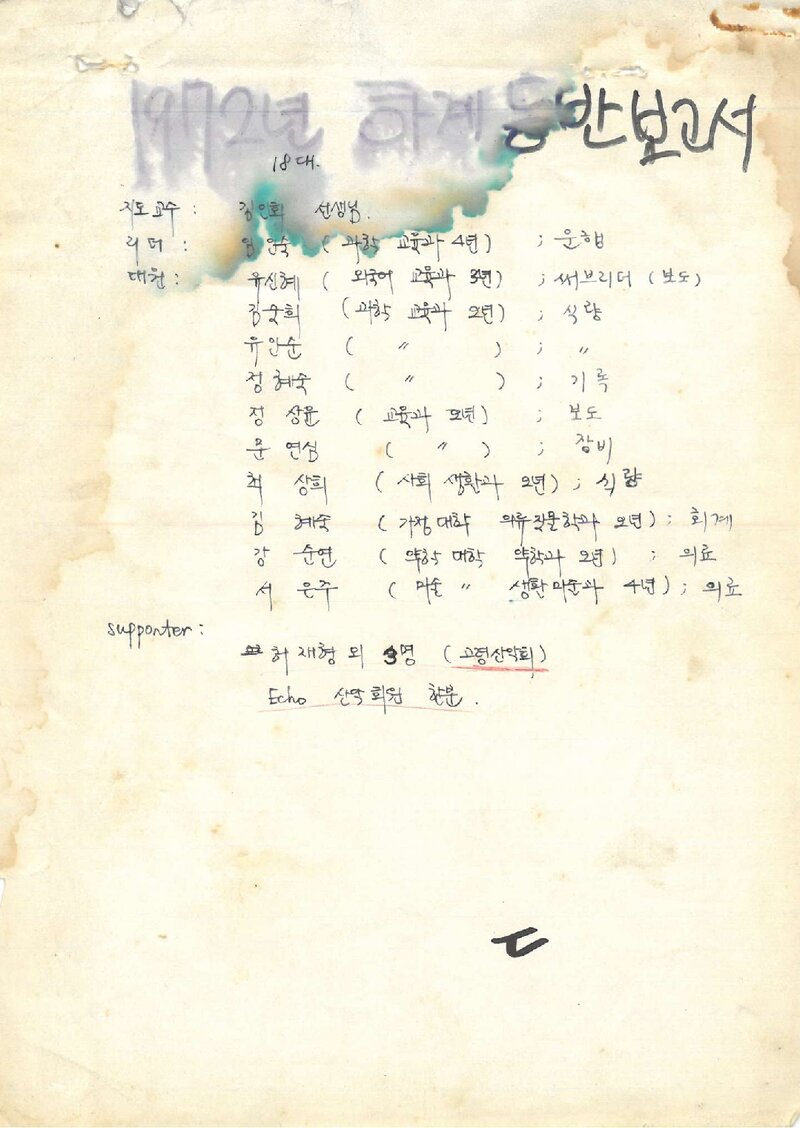 1972 이화여자대학교 사범대학산악부 하계 설악산 등반 보고서
