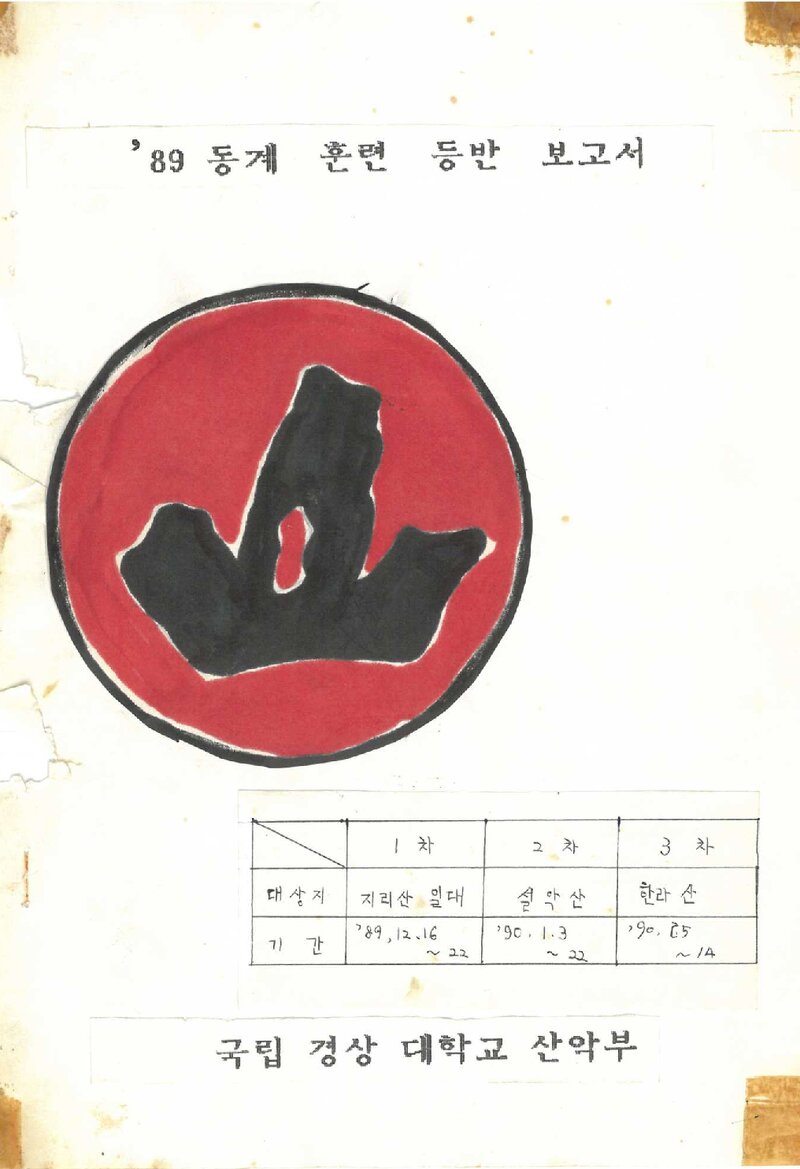 1989~1990 경상대학교산악부 동계 지리산ㆍ설악산ㆍ한라산 훈련 등반 보고서