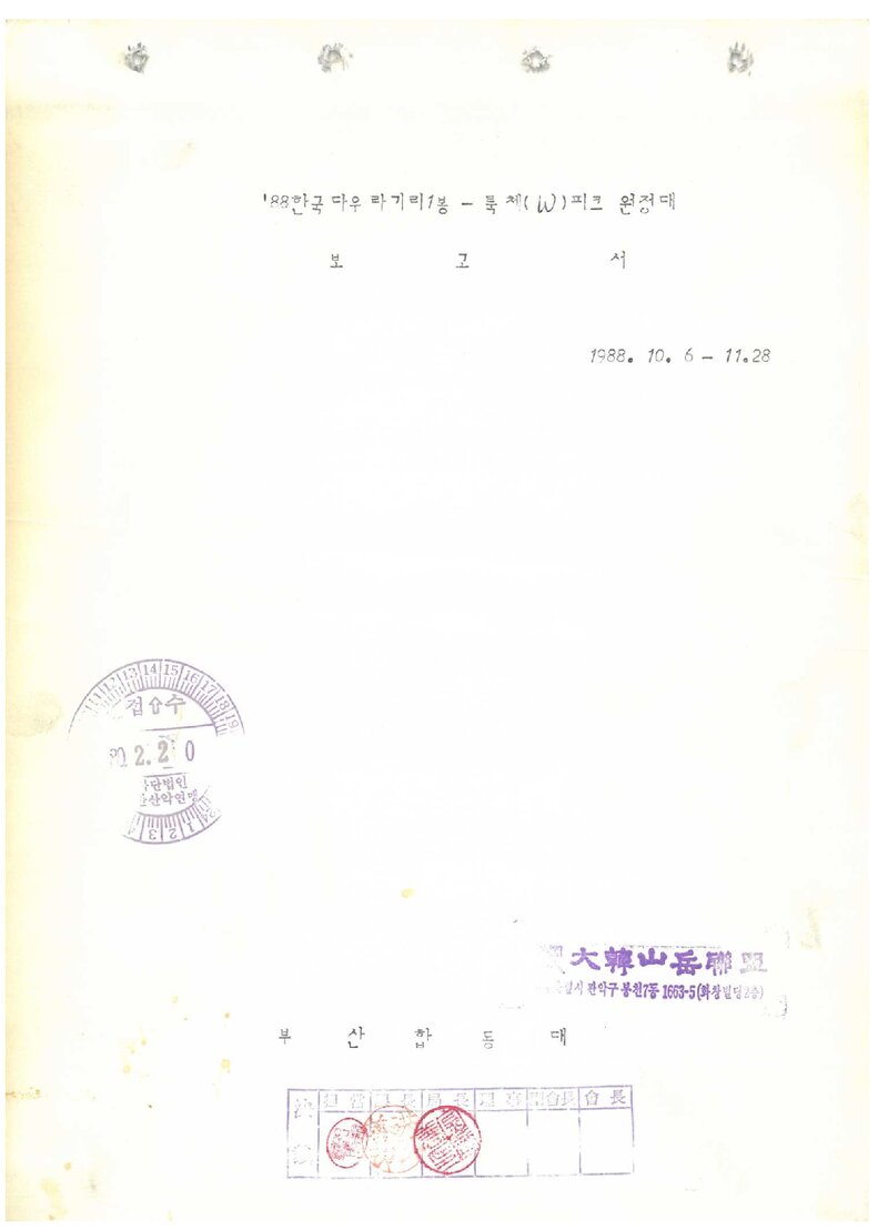 1988 부산합동대 다울라기리 1봉ㆍ투쿠체 서봉 원정대 보고서